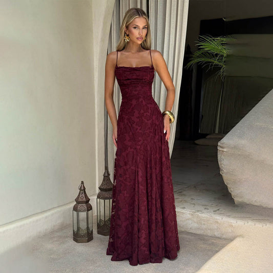 Elegant Lace Backless Evening Dress